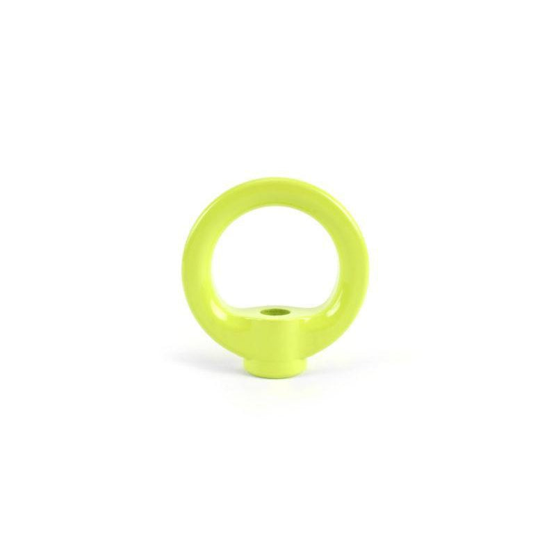 Perrin Tow Hook Upgrade Kit for Subaru WRX, STI, BRZ, and Toyota 86, neon yellow tow hooks installed on car front and rear.