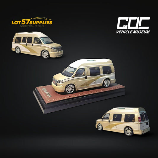 GOC GMC Savana Champagne Gold Edition diecast model vehicle in 1:64 scale, detailed GMC van from Lot57Supplies Diecast Shop