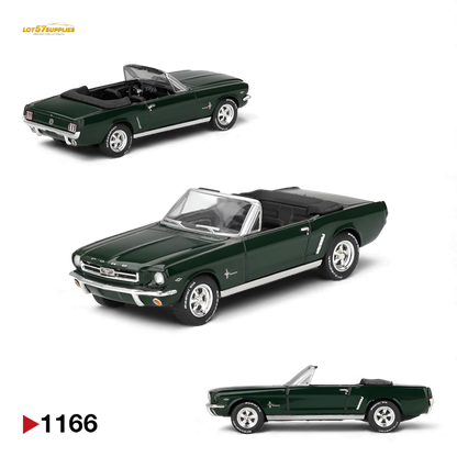 Mini-GT Ford Mustang convertible diecast model in 1:64 scale by Lot57Supplies Diecast Shop, detailed red and black convertible car.