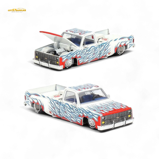 Mini GT x Kaido House Chevrolet Silverado Dually On Fire V2 1:64 - Evergreen Kings