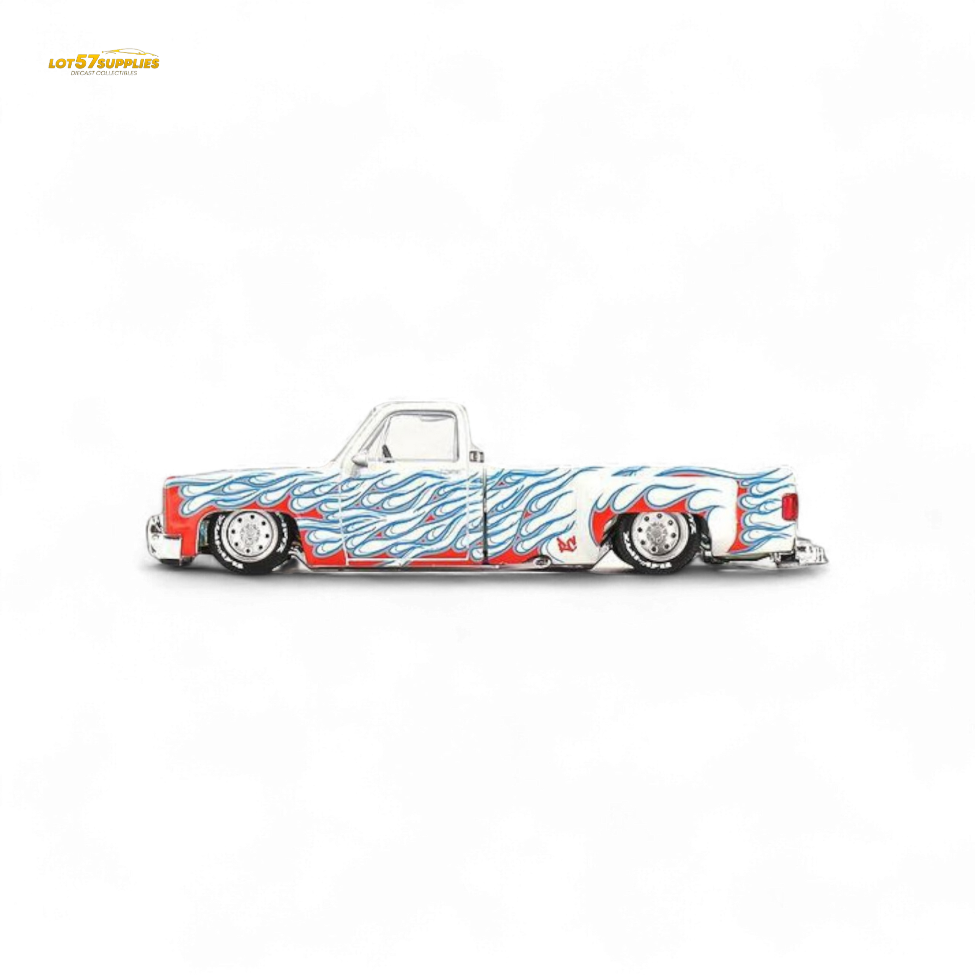 Mini GT x Kaido House Chevrolet Silverado Dually On Fire V2 1:64 - Evergreen Kings