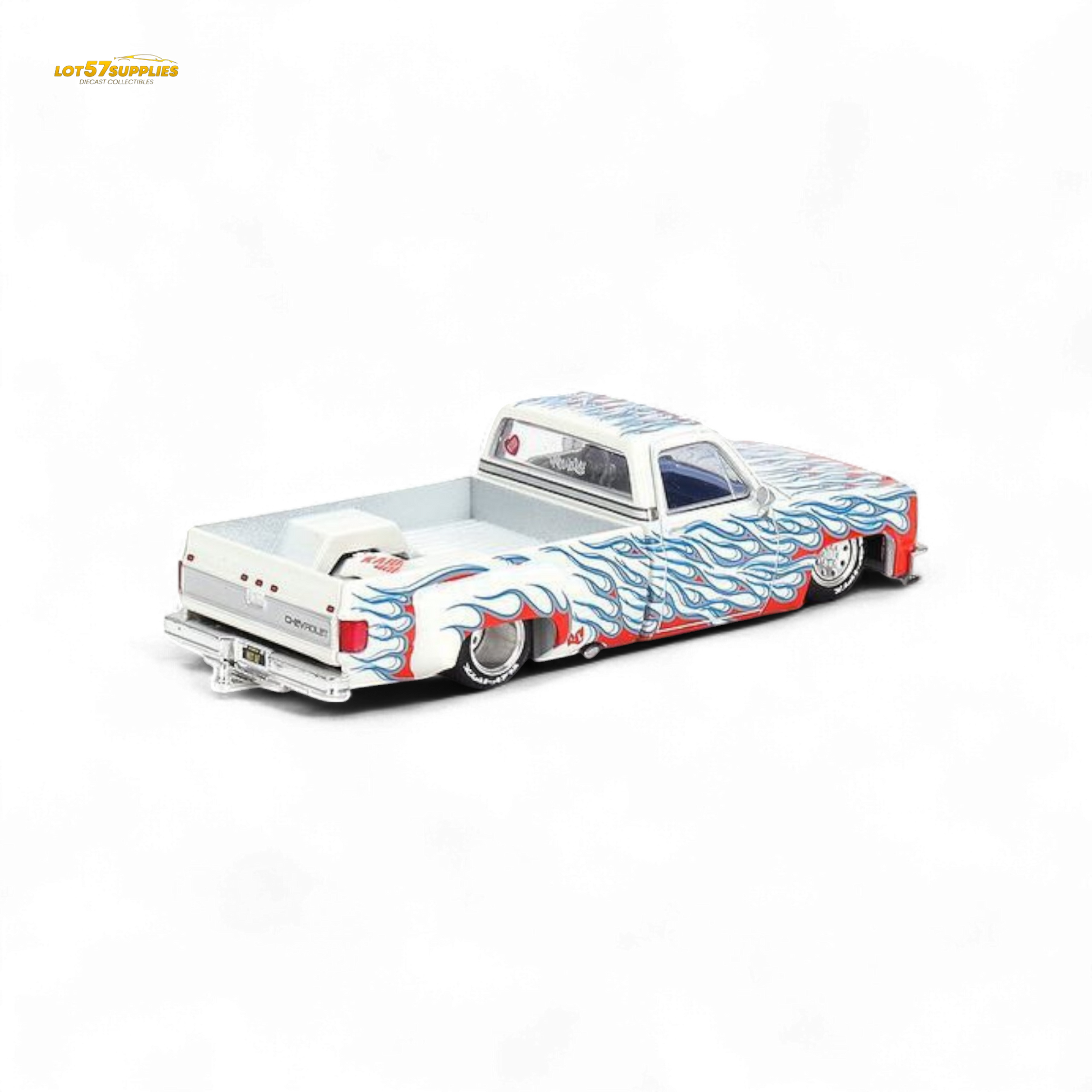 Mini GT x Kaido House Chevrolet Silverado Dually On Fire V2 1:64 - Evergreen Kings