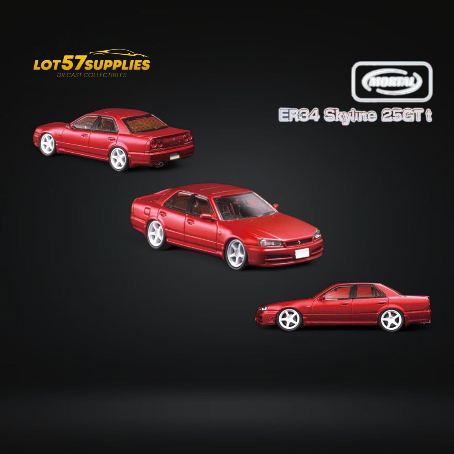 Mortal ER34 SKYLINE 25GT-t Red Ordinary 1:64 - Evergreen Kings