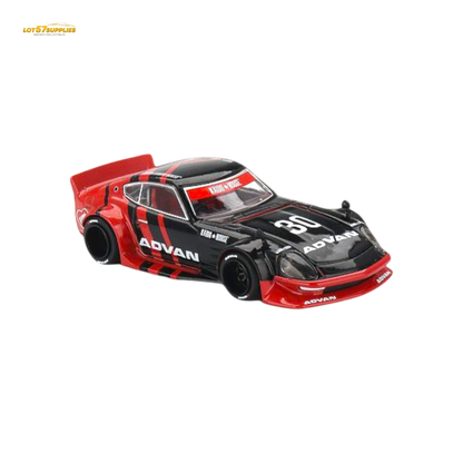 Mini GT x Kaido House Nissan Fairlady Z diecast model in ADVAN livery, 1:64 scale, detailed Nissan car with vibrant decals.