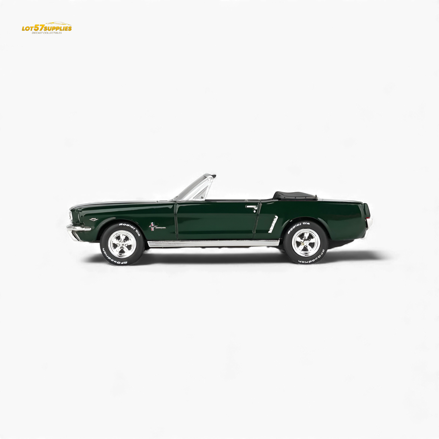 Mini-GT Ford Mustang Convertible diecast model in 1:64 scale, detailed blue Ford car crafted by Lot57Supplies Diecast Shop.
