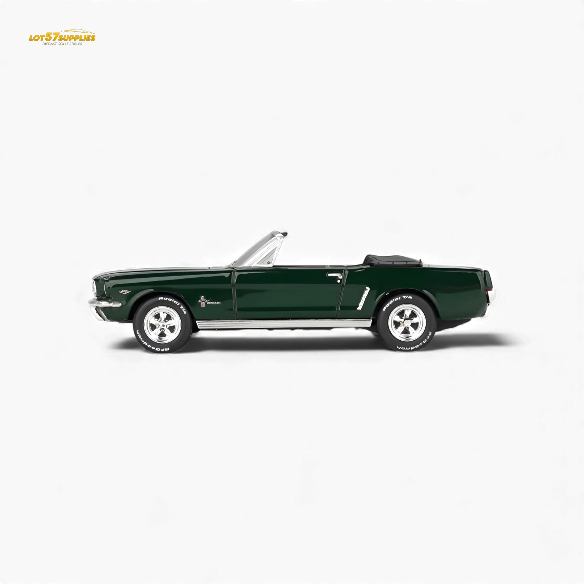 Mini-GT Ford Mustang Convertible diecast model in 1:64 scale, detailed blue Ford car crafted by Lot57Supplies Diecast Shop.
