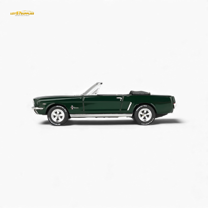 Mini-GT Ford Mustang Convertible diecast model in 1:64 scale, detailed blue Ford car crafted by Lot57Supplies Diecast Shop.