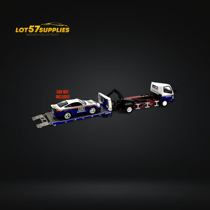 Detailed Hino 300 Dutro trailer diecast model in Rothmans livery, 1:64 scale, showcasing the Lot57Supplies design and vibrant colors.
