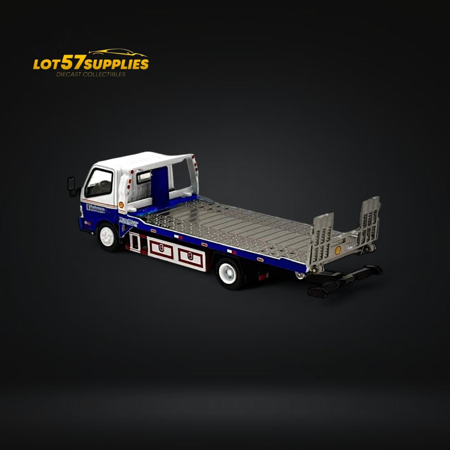 Hino 300 Dutro diecast truck model with Rothmans livery, detailed 1:64 scale replica from Lot57Supplies Diecast Shop