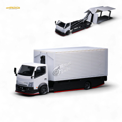 Detailed view of the MicroTurbo Hino 300 custom wing truck diecast model in 1:64 scale from Lot57Supplies Diecast Shop.