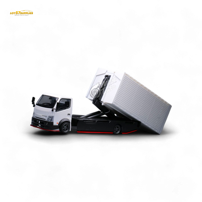 Hino MicroTurbo 300 custom wing truck diecast model in 1:64 scale by Lot57Supplies Diecast Shop, detailed view of the model truck