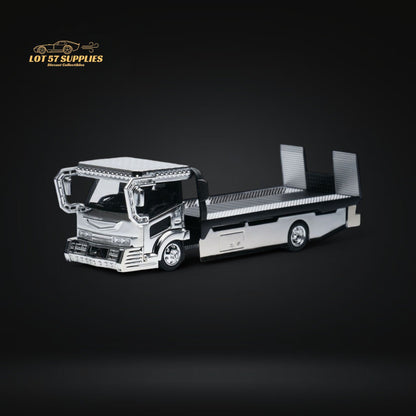 MicroTurbo Dekotora flatbed tow truck diecast model in 1:64 scale with detailed Dekotora design and colorful artwork.