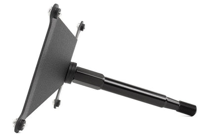 JDMuscle Perrin front license plate holder and relocation kit for Subaru WRX 2022-2025, showing the black metal bracket and mounting hardware.