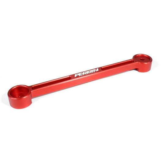 Red PERRIN Stiffi battery tie down for Subaru, durable JDMuscle battery tie down and tray system, securely holds car batteries.