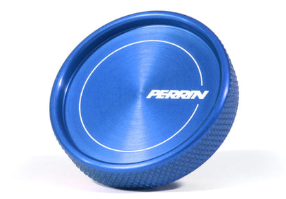 JDMuscle Perrin oil fill cap for Subaru WRX, STI, BRZ, FRS, and 86 models, shown in black with branding details