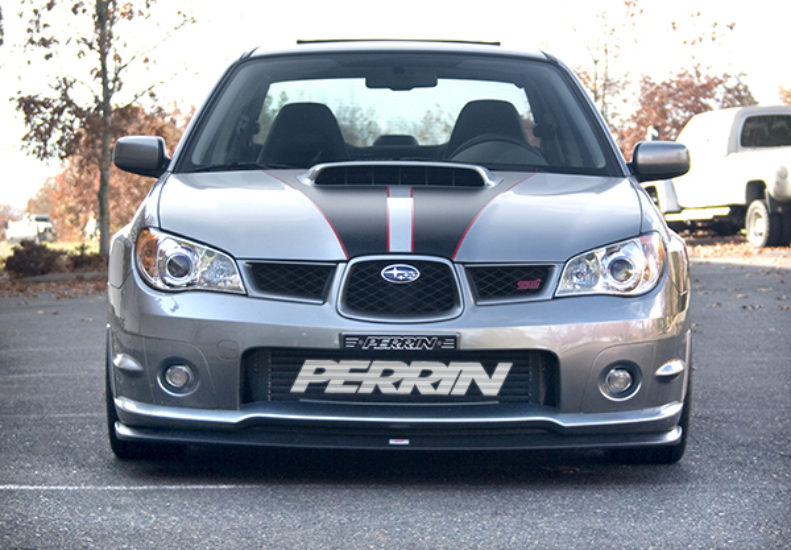 JDMuscle PERRIN intercooler logo stencil sticker for 2002-2014 Subaru WRX STI, designed for FMIC intercooler branding.