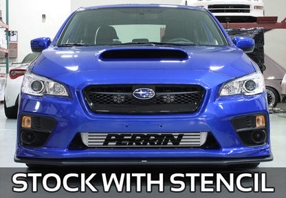 JDMuscle PERRIN WRX STI FMIC Intercooler logo stencil vinyl sticker applied to car bumper for custom JDM style.