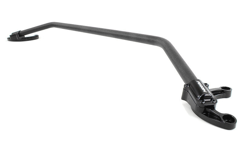 Black Perrin strut tower bar with billet feet for 2022-2025 Subaru WRX, JDMuscle performance suspension part.