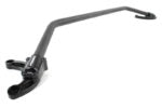 JDMuscle Perrin 22-25 WRX black strut tower bar with billet feet, installed on vehicle engine bay for improved chassis stability.