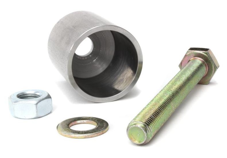 JDMuscle Perrin steering rack bushings for 2005-2021 Subaru WRX and STI, showing close-up of bushings installed in steering rack.