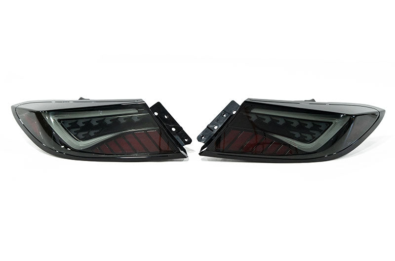 OLM Scythe LED tail lights in smoke and white for 2022+ Subaru BRZ and Toyota GR86