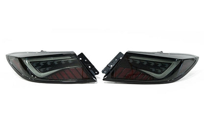 OLM Scythe LED tail lights in smoke and white for 2022+ Subaru BRZ and Toyota GR86