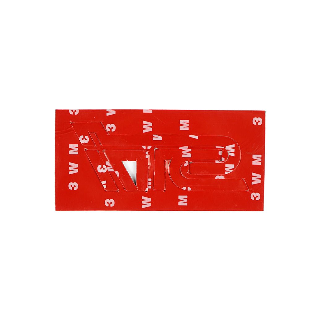 JDMuscle Racing Art carbon fiber STI trunk emblem, a sleek automotive ornament with distinctive branding and textured finish.