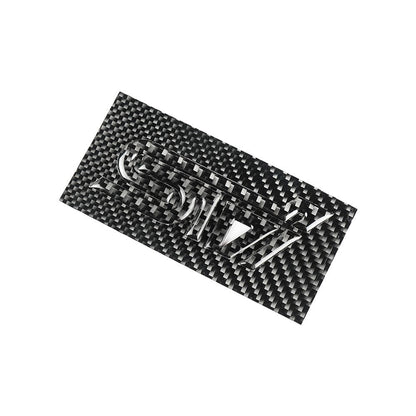 Racing Art carbon fiber STI trunk emblem by JDMuscle, designed for Subaru vehicles, features a sleek sporty look.