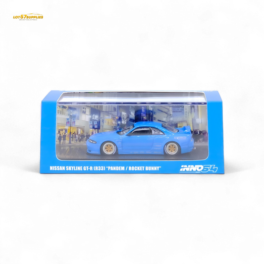 Inno64 Nissan Skyline GT-R R33 Pandem Rocket Bunny Blue 1:64 - Evergreen Kings