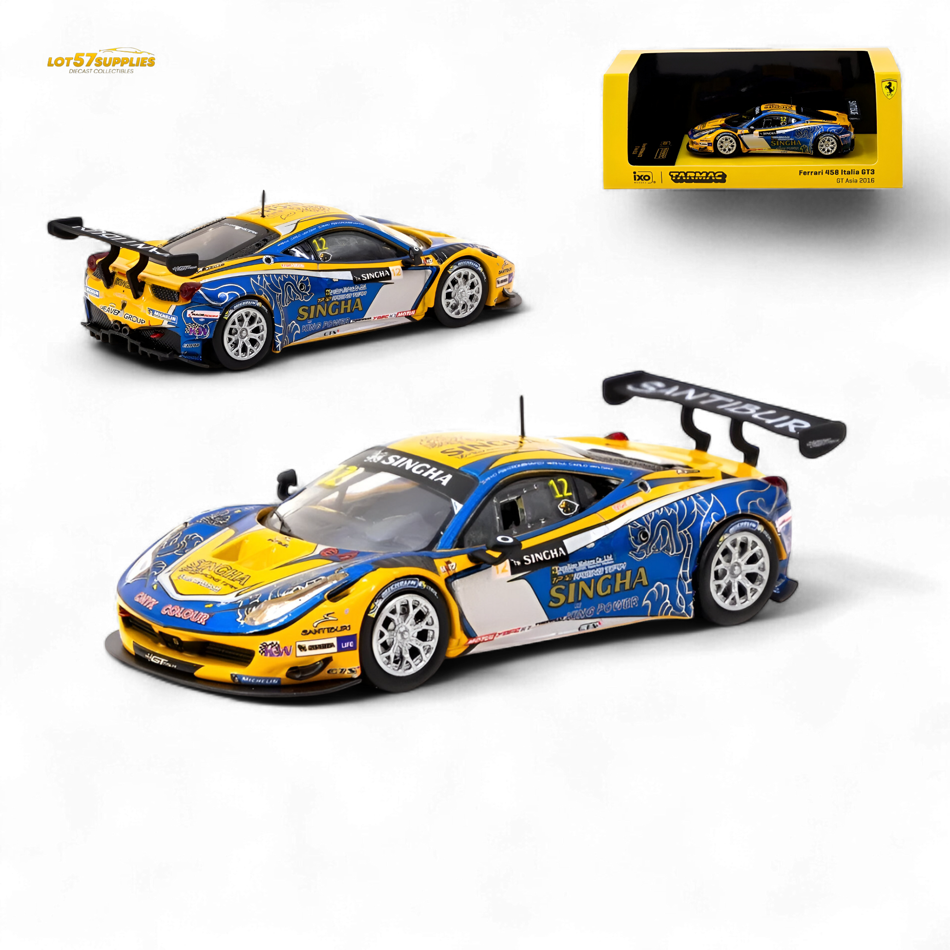 Tarmac Works Ferrari 458 Italia GT3 GT Asia 2016 T64-074-16GTA12 1:64 - Evergreen Kings