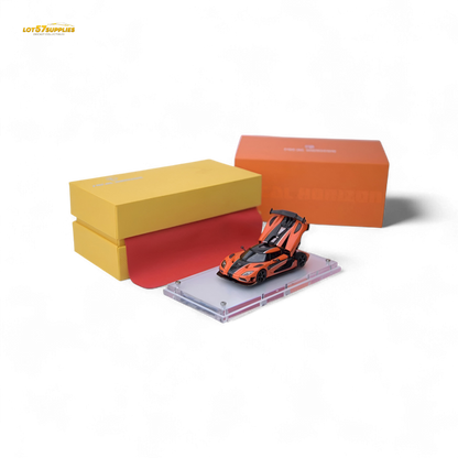 Orange Focal Horizon Agera RS Pagani diecast model in 1:64 scale, detailed Lot57Supplies Diecast Shop collectible image.
