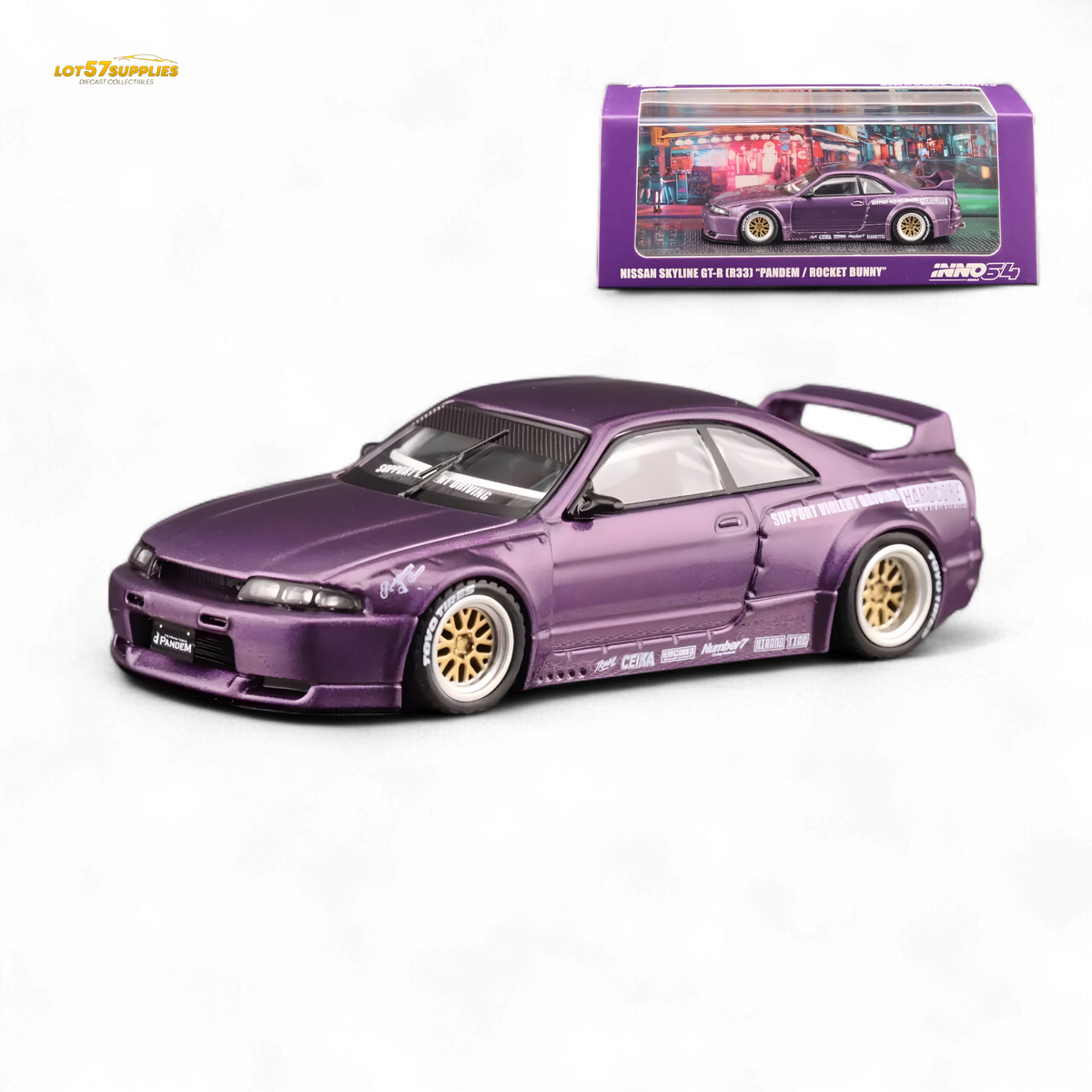 Inno64 Nissan Skyline GT-R R33 Pandem Rocket Bunny Purple 1:64