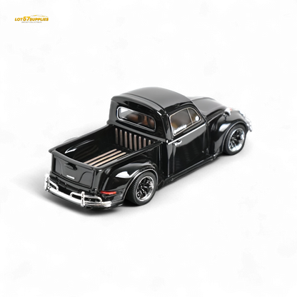 Black YM Model Volkswagen Beetle Pickup Truck diecast in 1:64 scale, detailed miniature vehicle from Lot57Supplies Diecast Shop.