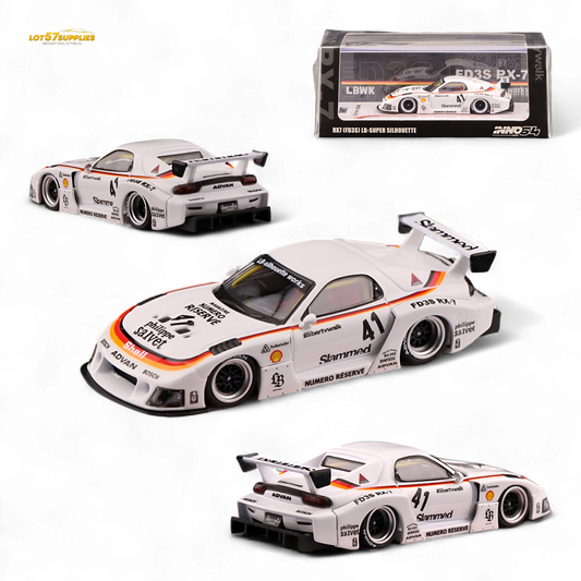 Inno64 Mazda RX-7 LBWK White 1:64 - Evergreen Kings