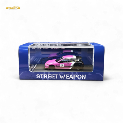 Pink Honda Civic EG6 diecast model by No Good Racing, 1:64 scale, detailed plastic car with racing styling from Lot57Supplies.