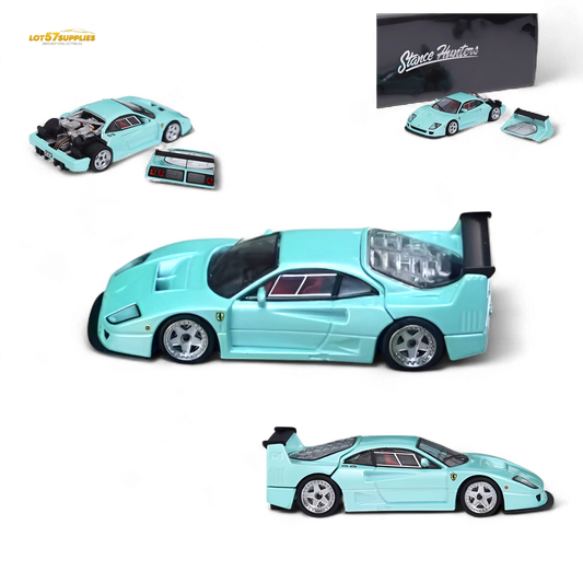 Stance Hunters Ferrari F40 LM Light Aqua Green 1:64 - Evergreen Kings