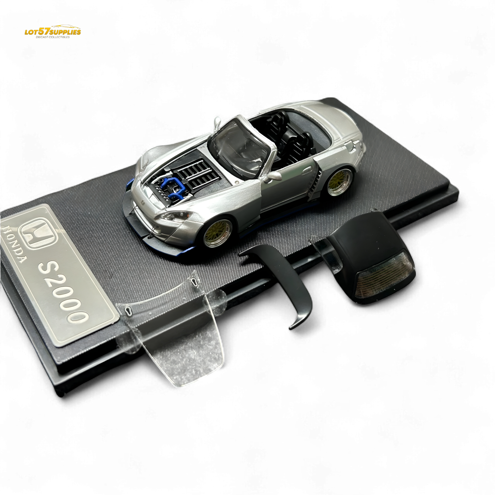 Rhino Model Honda S2000 Wide-Body Roadster Silver 1:64 - Evergreen Kings