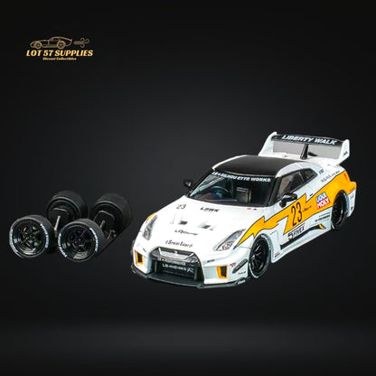 Nissan Skyline GT-R R35RR diecast model in LBWK silhouette, 1:64 scale from Lot57Supplies Diecast Shop, detailed miniature car.