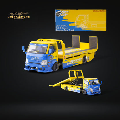 MicroTurbo Hino 300 Custom Flatbed Tow Truck Spoon Livery 1:64 - Evergreen Kings