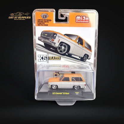 M2 Machines 1973 Chevrolet K5 Blazer Orange/White 1:64 - Evergreen Kings