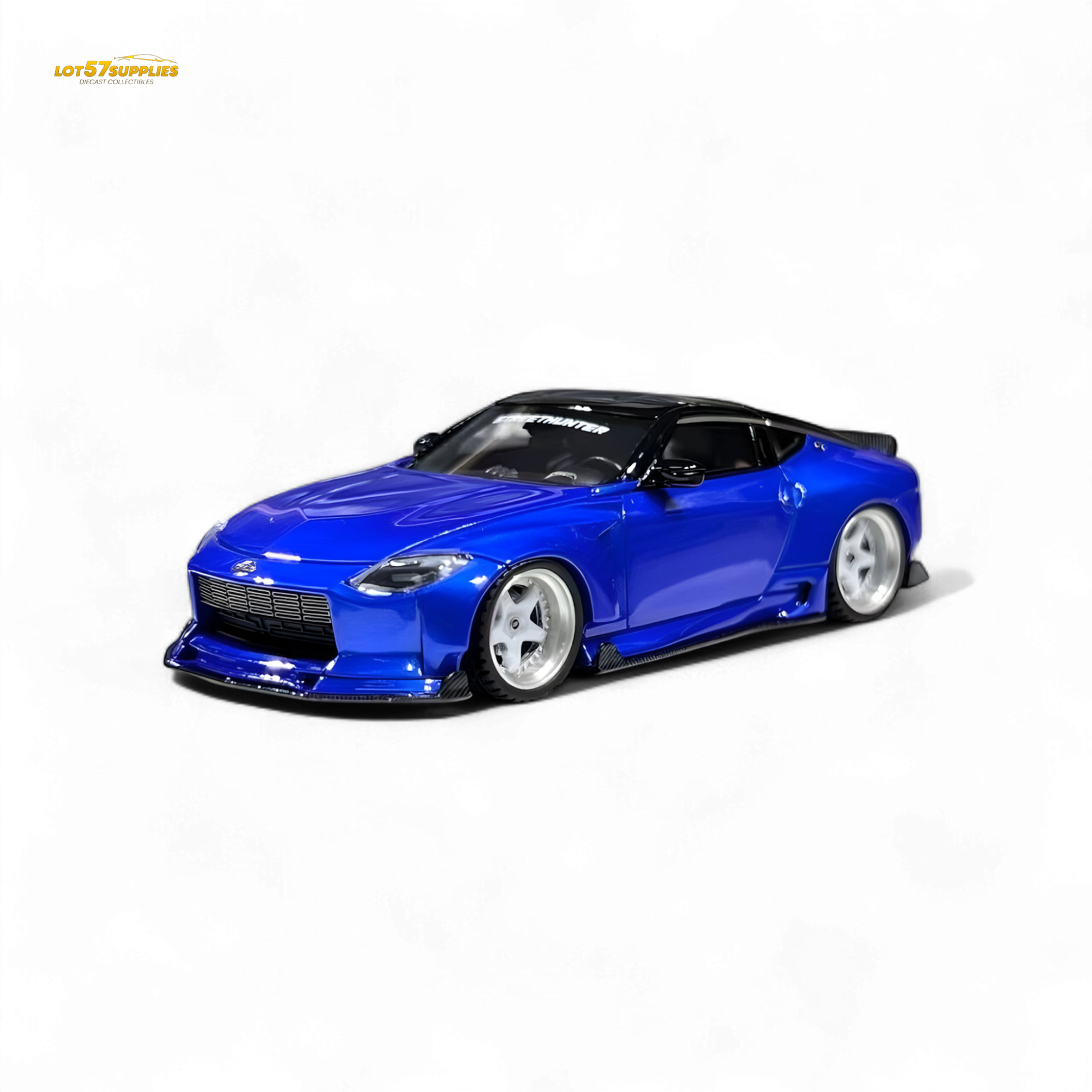 Nissan 400Z Candy Blue 1:64 resin diecast model car by Lot57Supplies Diecast Shop, detailed miniature collectible vehicle.