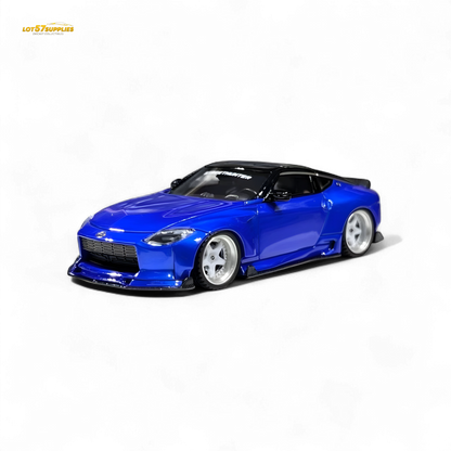 Nissan 400Z Candy Blue 1:64 resin diecast model car by Lot57Supplies Diecast Shop, detailed miniature collectible vehicle.