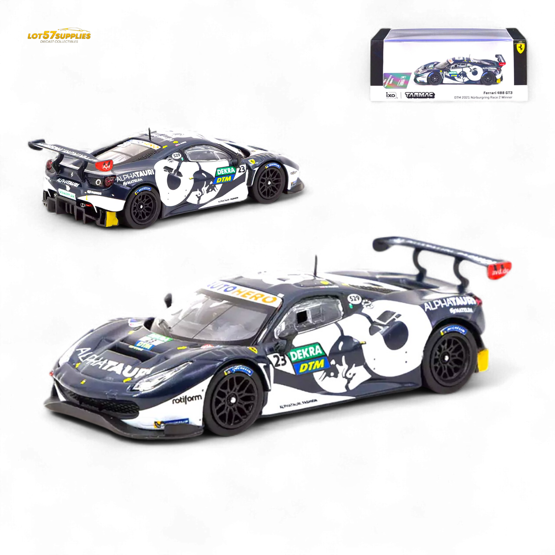 Tarmac Works Ferrari 488 GT3 DTM Alex Albon 1:64 - Evergreen Kings
