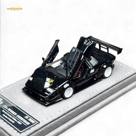 TPC Lamborghini Countach LBWK Black White Wheels 1:64 - Evergreen Kings