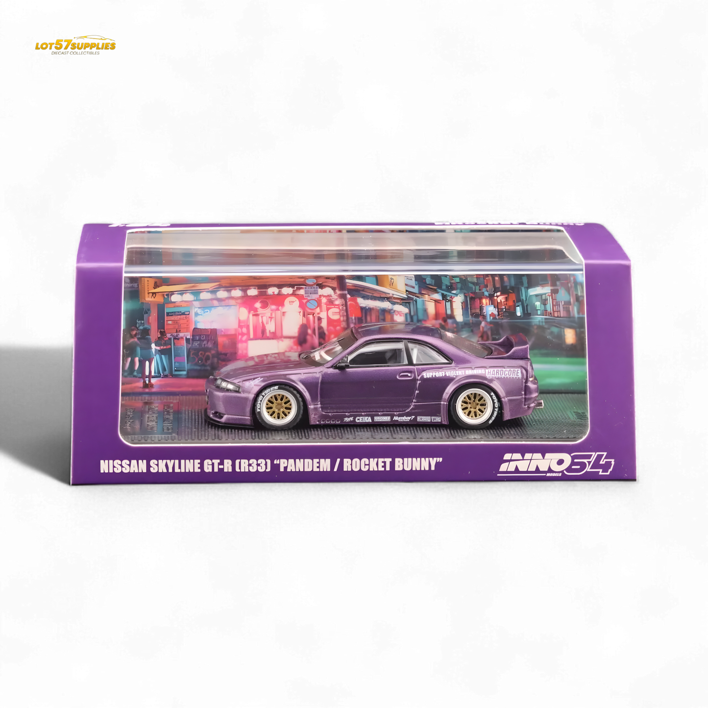 Inno64 Nissan Skyline GT-R R33 Pandem Rocket Bunny Purple 1:64 - Evergreen Kings