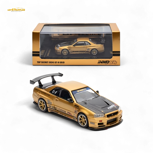 Inno64 Top Secret R34 GT-R Gold 1:64 - Evergreen Kings