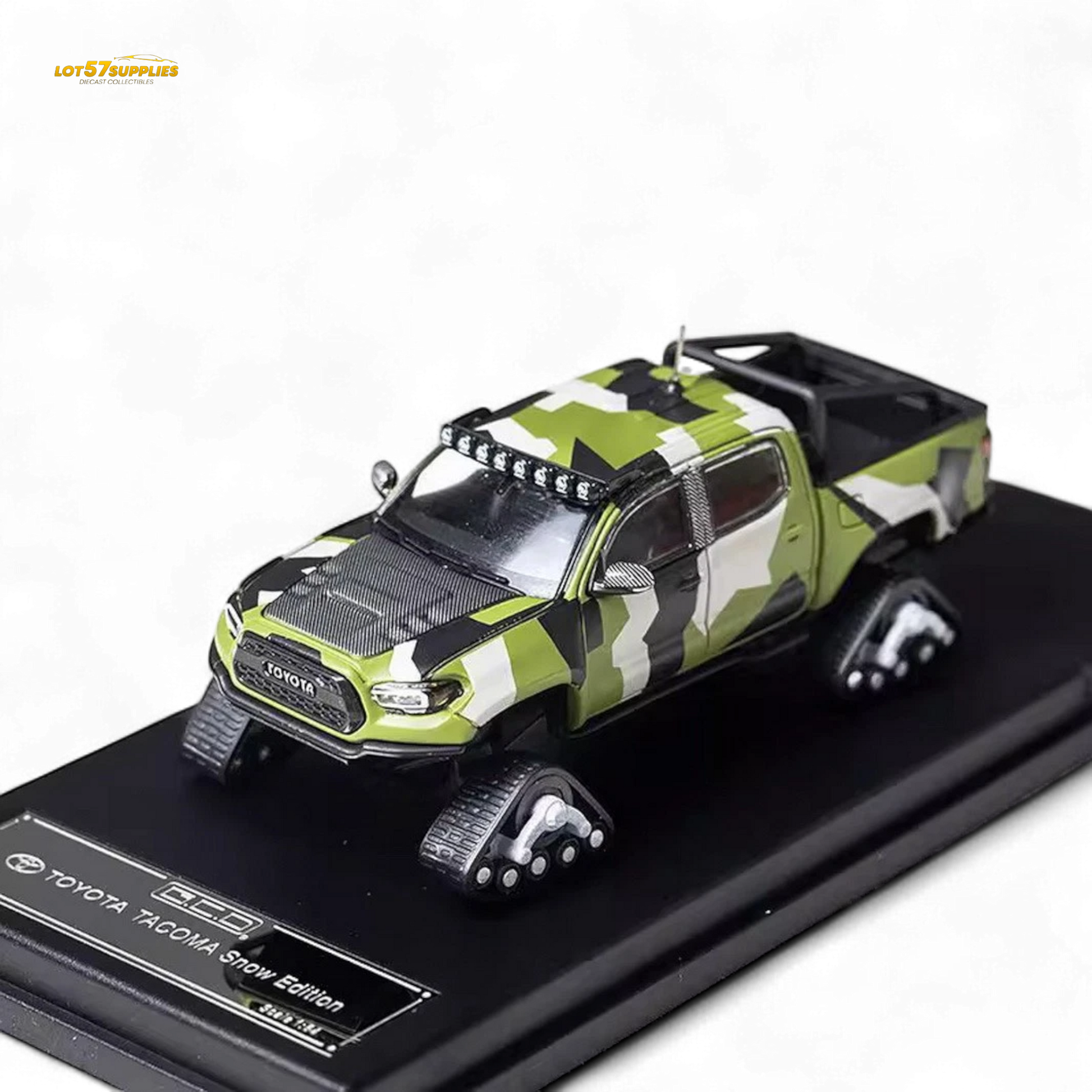 GCD Toyota Tacoma Snow Version Green Camo 1:64 - Evergreen Kings