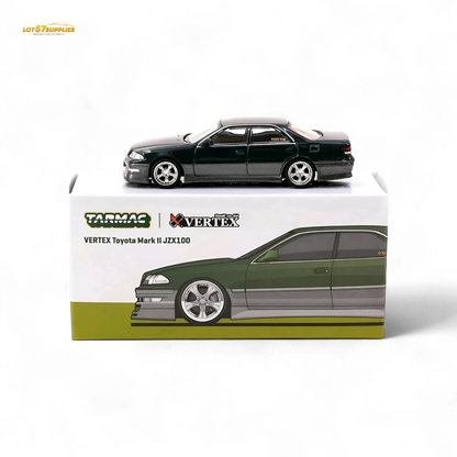 Tarmac Works VERTEX Toyota Mark II JZX100 Dark Green Metallic 1:64 - Evergreen Kings