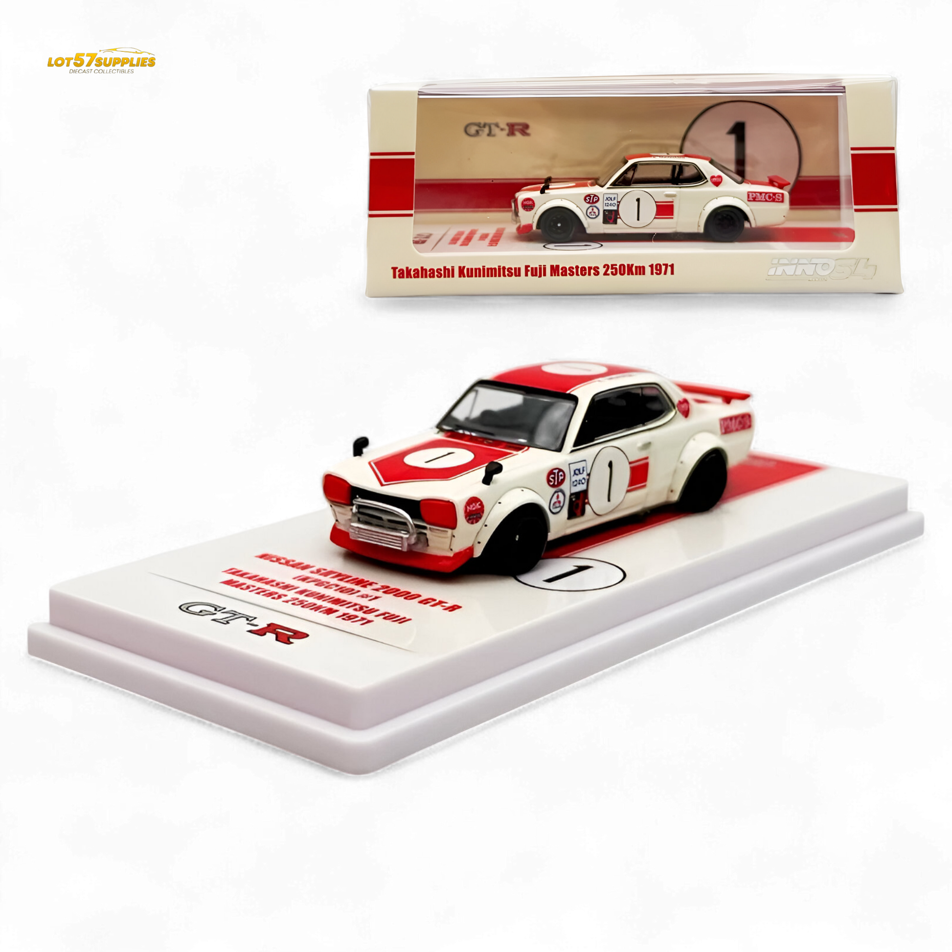 Inno64 Nissan Skyline 2000 GT-R KPGC10 #1 Takahashi Kunimitsu Fuji Masters 1971 1:64 - Evergreen Kings