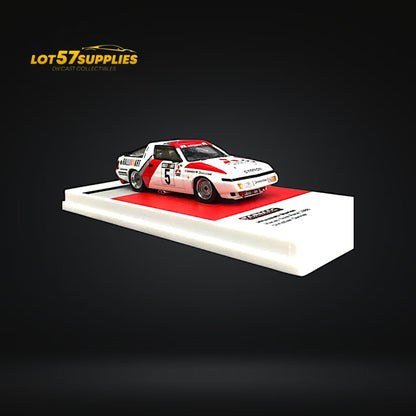 Diecast Mitsubishi Starion Macau Guia Race 1988 #5 model in 1:64 scale, detailed black and yellow racing car, Lot57Supplies Diecast Shop
